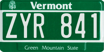 VT license plate ZYR841