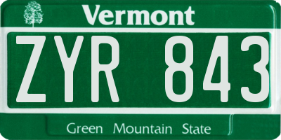 VT license plate ZYR843