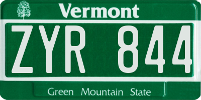 VT license plate ZYR844