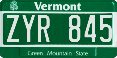 VT license plate ZYR845