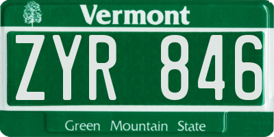 VT license plate ZYR846