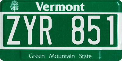 VT license plate ZYR851