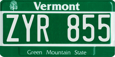 VT license plate ZYR855