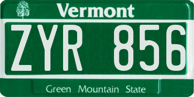 VT license plate ZYR856
