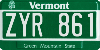VT license plate ZYR861