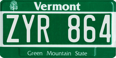 VT license plate ZYR864