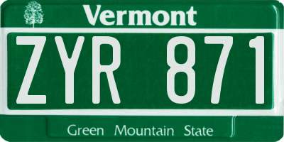 VT license plate ZYR871