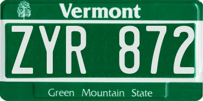 VT license plate ZYR872