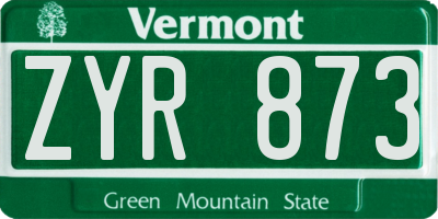 VT license plate ZYR873