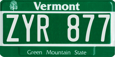 VT license plate ZYR877