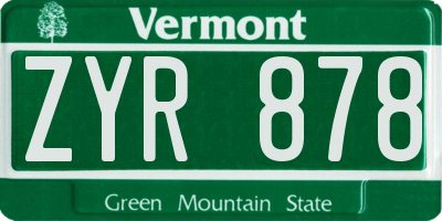 VT license plate ZYR878