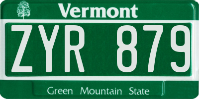 VT license plate ZYR879