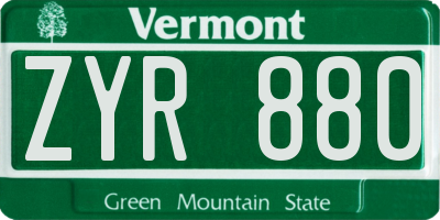 VT license plate ZYR880