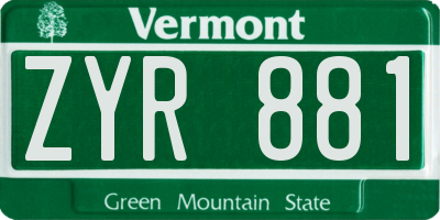 VT license plate ZYR881