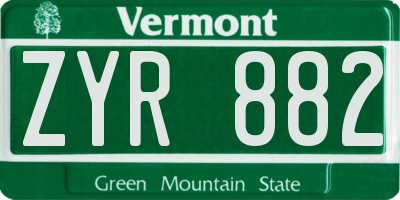 VT license plate ZYR882