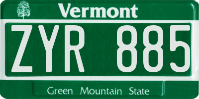 VT license plate ZYR885