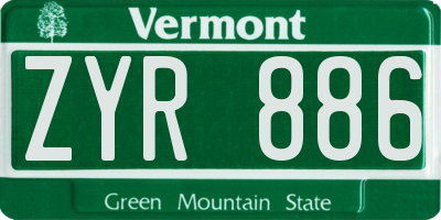 VT license plate ZYR886