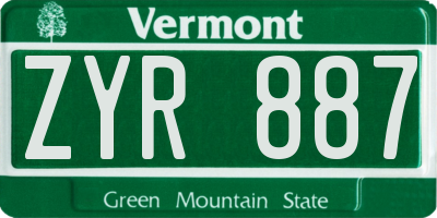 VT license plate ZYR887