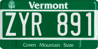 VT license plate ZYR891