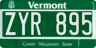 VT license plate ZYR895