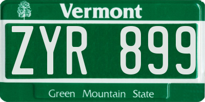 VT license plate ZYR899