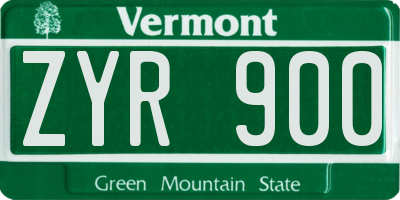 VT license plate ZYR900