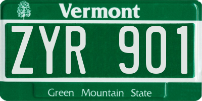 VT license plate ZYR901