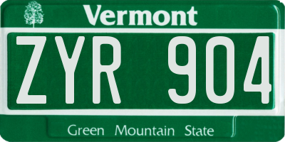 VT license plate ZYR904
