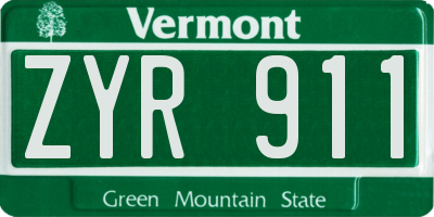 VT license plate ZYR911