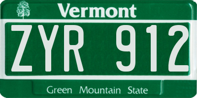 VT license plate ZYR912