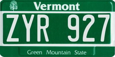 VT license plate ZYR927