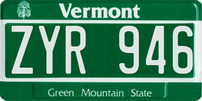 VT license plate ZYR946