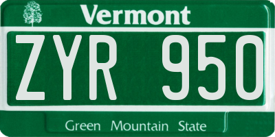 VT license plate ZYR950