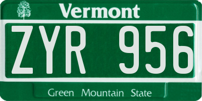 VT license plate ZYR956