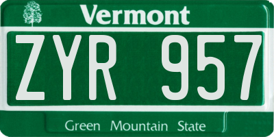 VT license plate ZYR957