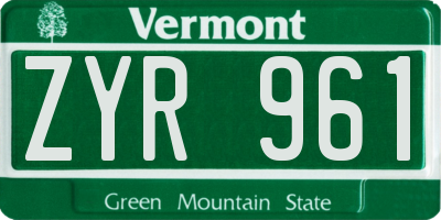 VT license plate ZYR961