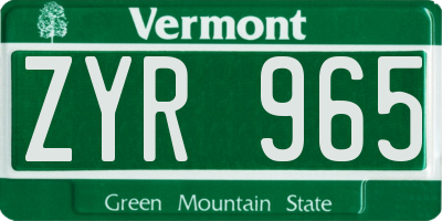 VT license plate ZYR965