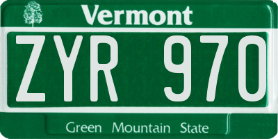 VT license plate ZYR970