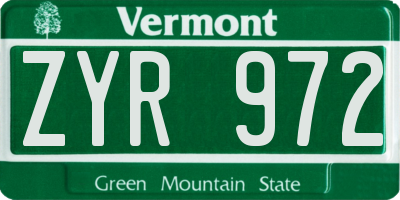 VT license plate ZYR972