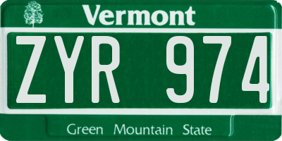 VT license plate ZYR974