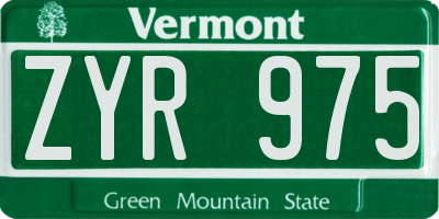 VT license plate ZYR975