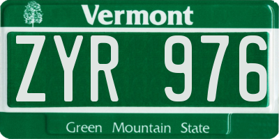 VT license plate ZYR976