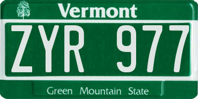VT license plate ZYR977