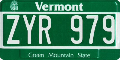 VT license plate ZYR979