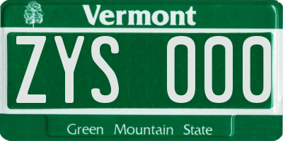 VT license plate ZYS000