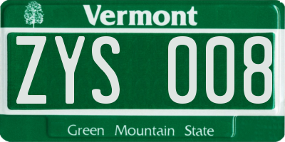 VT license plate ZYS008