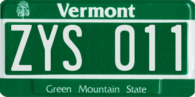 VT license plate ZYS011