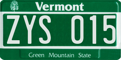 VT license plate ZYS015