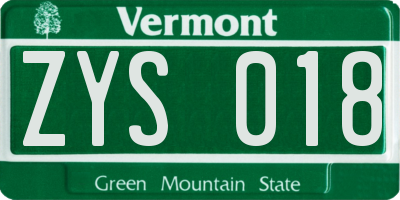 VT license plate ZYS018