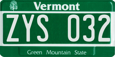 VT license plate ZYS032